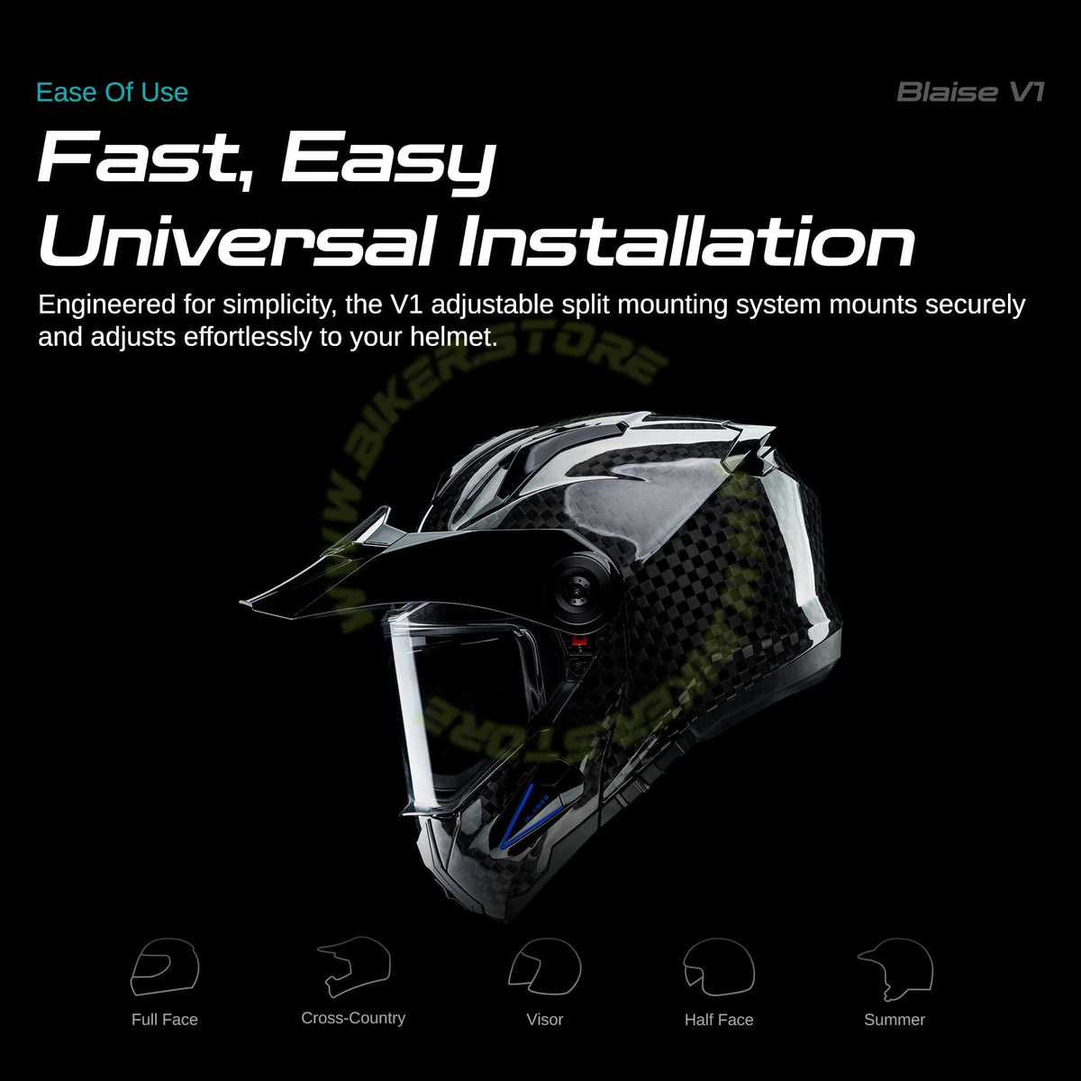 Blaise V1 High-Fidelity Bluetooth Intercom with CNC Noise Cancellation for Full-Face & Modular Helmets - Biker.Store - www.biker.store