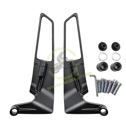 BIKERSTORE.IN Yoke Fitting Stealth Fin Mirror - Black Color ( Set of 2 pieces ) - Biker.Store - www.biker.store