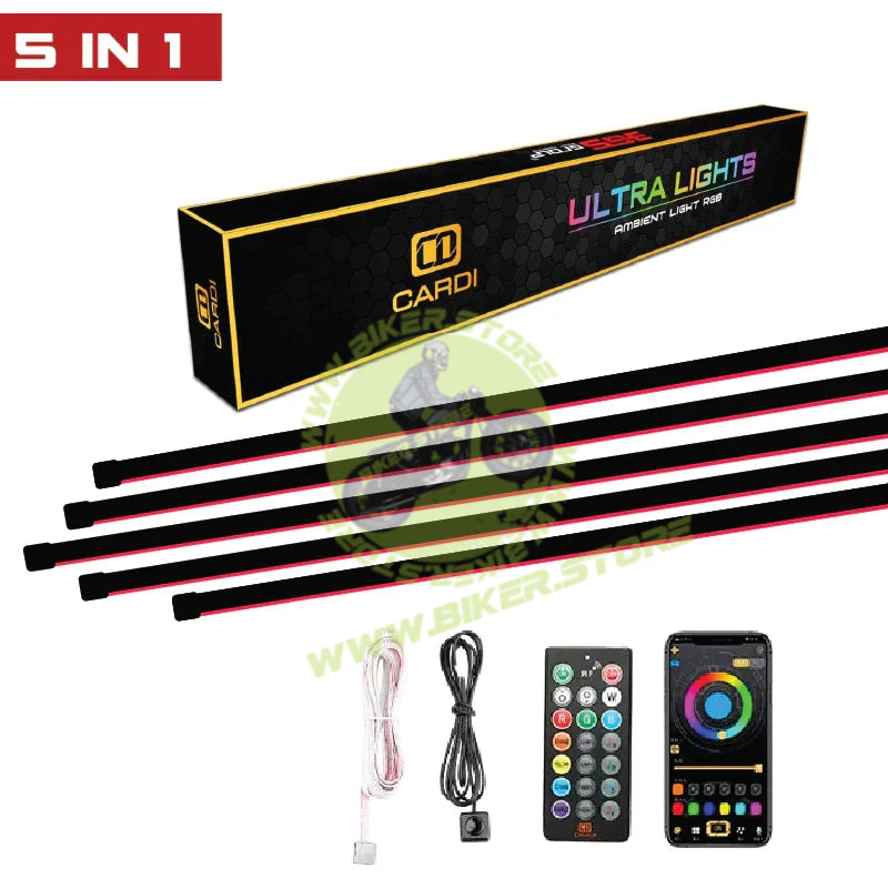 Cardi | K3 Plus 7th Gen, 5-in-1 | Ambient Smart LED Light Strip Kit for Interior Car Lighting | Universal Atmosphere Ambient Lighting Solution with App control - Biker.Store - www.biker.store
