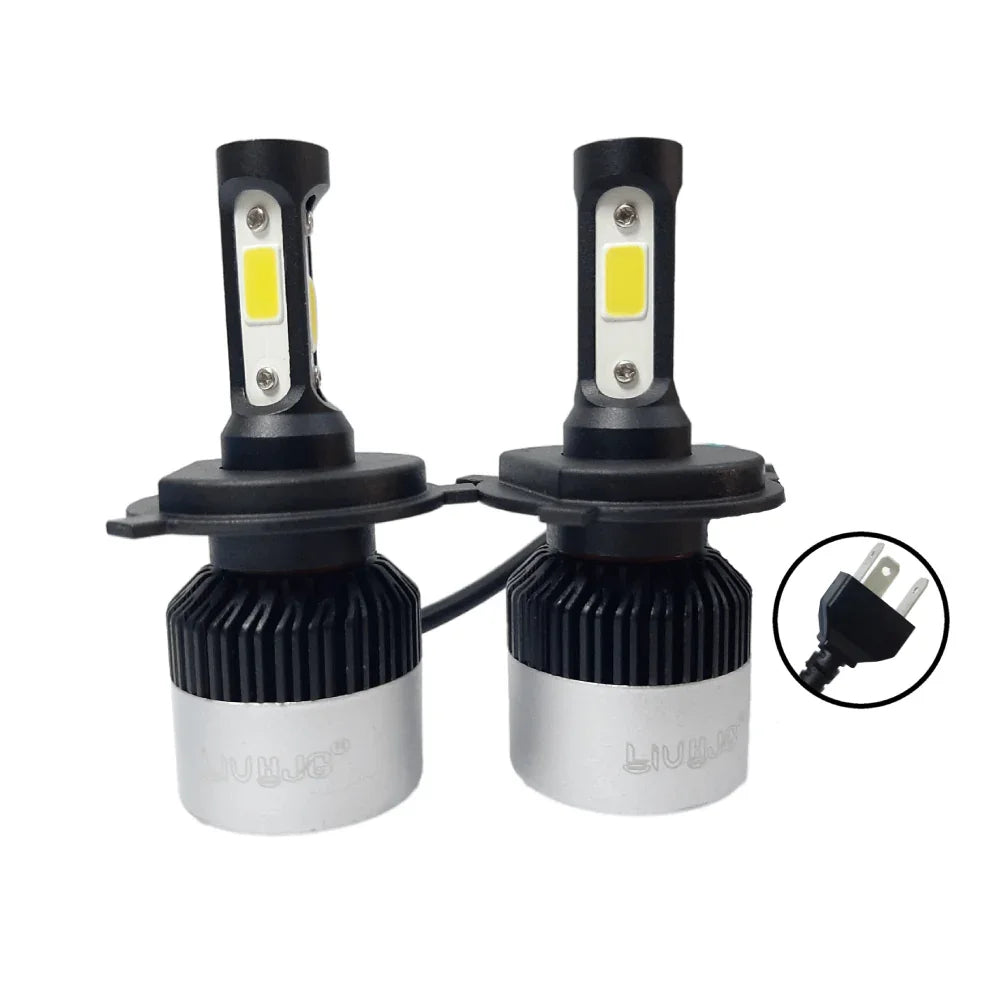 HJG Original Nighteye LED Car Headlight Bulbs with H-4 Fitting COB Chips 6500K White, With 12 months warranty for bike and car (Pack of 2) - Biker.Store - www.biker.store