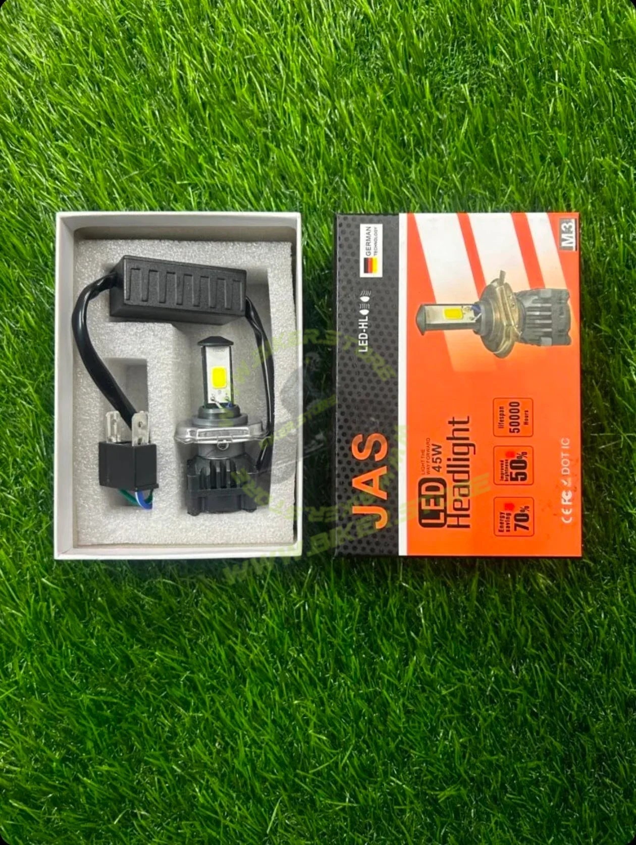 H4 JAS LED HEADLIGHT 45W WHITE FOR BIKE & CAR PACK OF 1 - Biker.Store - www.biker.store