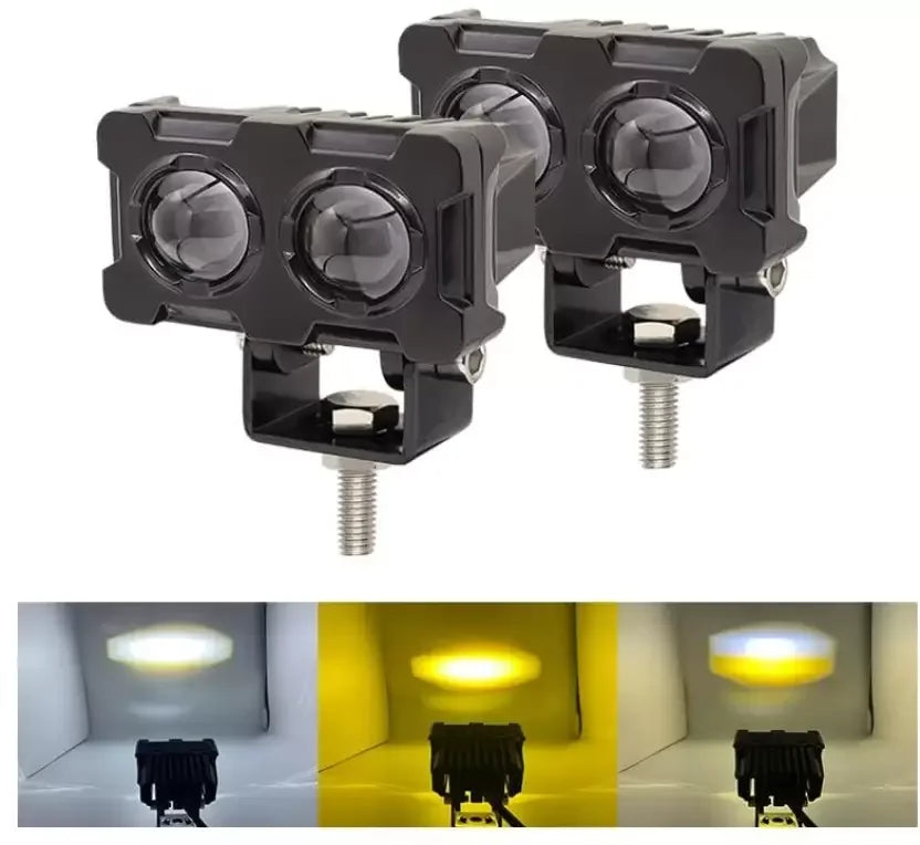 HJG New Model 2 LED Dual Shot 80W Fog Light For Bike/Car/Thar/Jeep ( Cool White, 40W each * 2 = 80W Total ) - Pack of 2 - Biker.Store - www.biker.store