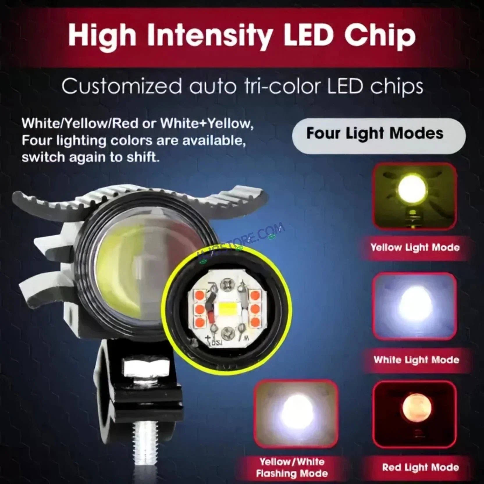 HJG Devil Fly Foglight 80W with Red DRL Mini Fly Foglight Light Red Devil Eye Light Multiple Connecting Red Yellow White Color HJG Mini Devil Fly Foglight, Pack of 2 - Biker.Store - www.biker.store