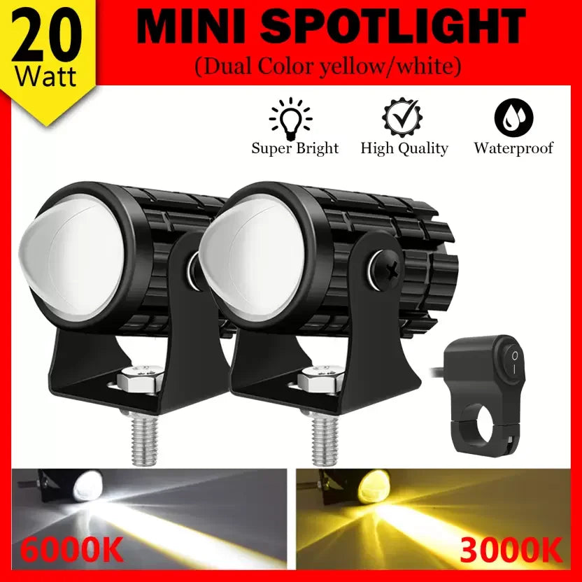 Universal Mini Drive Foglight Car Suv Bike LED Light Motorcycle Fog Lamps Mini Driving Lights Fog Lamp Motorbike LED (12 V, 20 W) (Universal For Bike, Pack of 2) - Biker.Store - www.biker.store