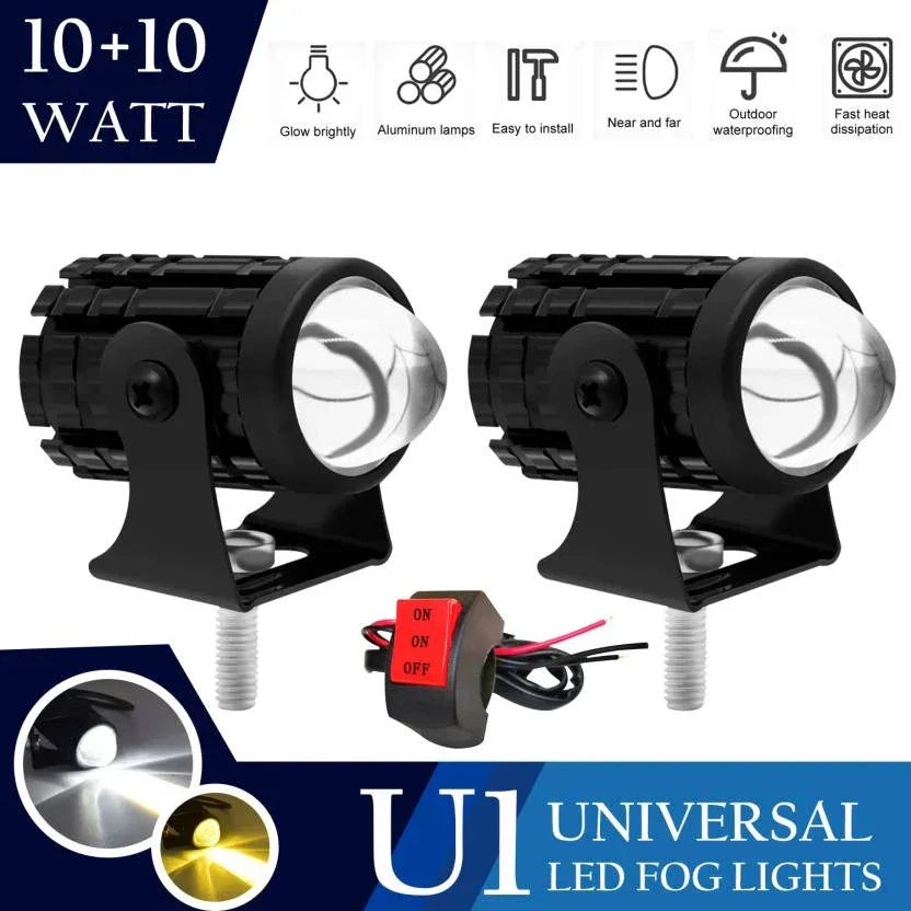 U1 Mini Drive Universal Fog Lamps Mini Driving Lights Fog Lamp Car, Motorbike, Truck, Van LED (12 V, 20 W) (Universal For Bike, Universal For Car, Pack of 2) - Biker.Store - www.biker.store