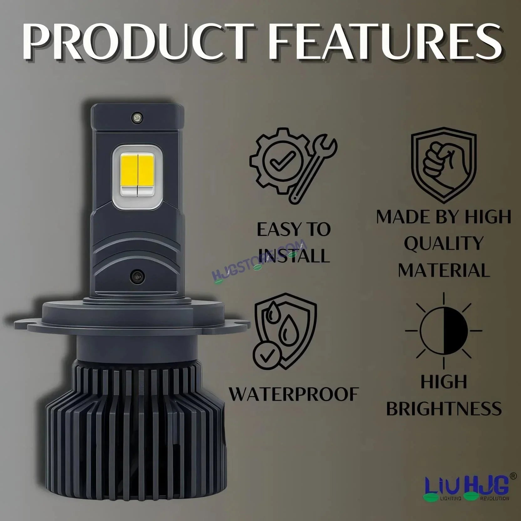 HJG M2 Mini 70W H4 New Model LED Bulb AC/DC Headlight LED Bulb White Beam 70W HJG M2 70W H4 LED for Bike Car Light H4 LED with Fan Bulb 7000LM 70W Conversion Kit Hi/Lo Beam Headlight 12V/24V for Motorcycle/Car, Set of 1, M2 Mini 7000 LM 70W, White Hi/Lo - Biker.Store - www.biker.store