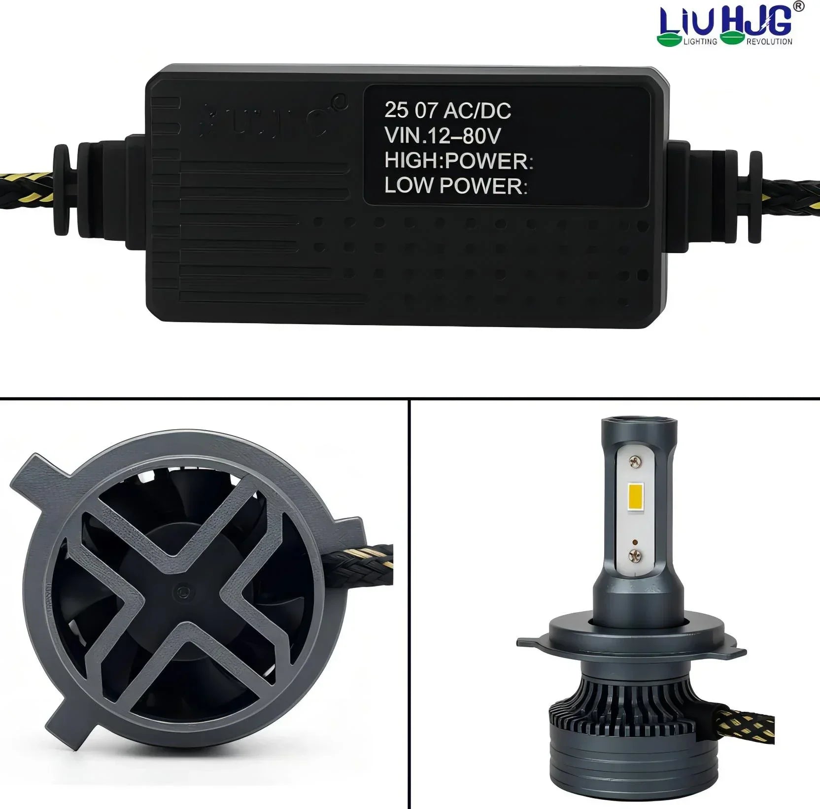 HJG 130W M3 Mini H4 New Model LED Bulb AC/DC Headlight LED Bulb White Beam 130W HJG M3 130W H4 LED for Bike Car Light H4 LED with Fan Bulb 13000LM 130W Conversion Kit Hi/Lo Beam Headlight 12V/24V for Motorcycle/Car, Set of 1, 13000 LM 130W, White Hi/Lo - Biker.Store - www.biker.store