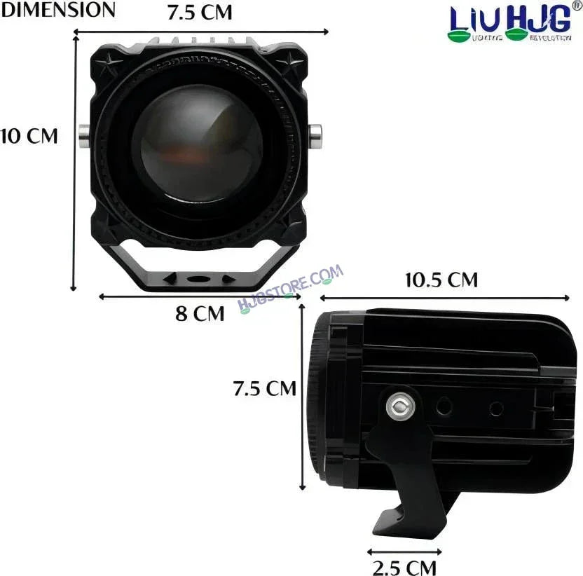 HJG Laser Cannon Foglight 500 Meters Laser Focus Projector Fog Projector Lens with 300 Meters Low Beam 500 Meters High Beam 80W Foglight Ultra Wide Dual Intensity LED Fog Lights White/Yellow Universal For All Cars & Bikes LIU HJG Laser Cannon Foglight 2pc - Biker.Store - www.biker.store