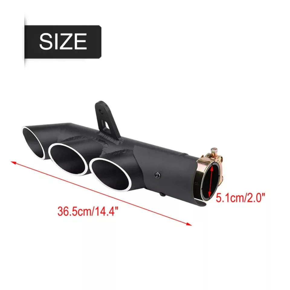 Motorcycle Three-outlet Exhaust Muffler Tail Pipe Tailpipe Tip Universal for pipe diameter 51mm/2inch Most Motorcycles CarString - Biker.Store - www.biker.store