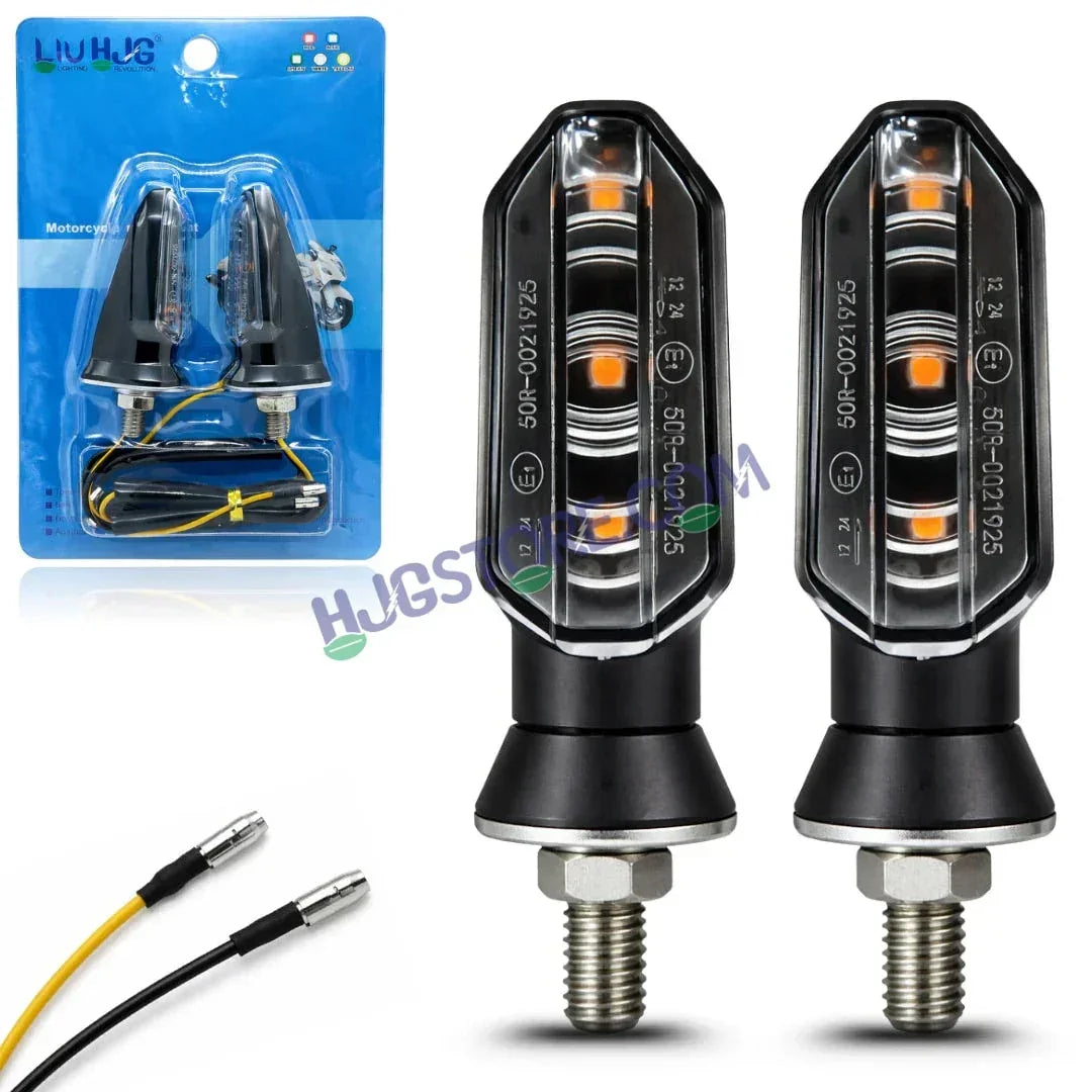 HJG 3 LED Small Indicator Yellow Bike Turn Signals Waterproof Flexible Blinker Bright LED Indicators Universal For All Bike Models Motorcycle Turn Signal Lights LIU HJG Small 3 LED Yellow Indicator, Universal for All Bikes & Motorcycles, Pack of 2 - Biker.Store - www.biker.store