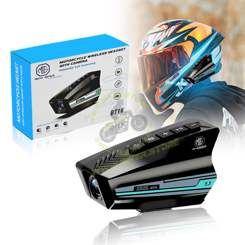 MOTO GENIUS BT 16 Bluetooth Motorcycle Helmet Headset V5.3 with 2K Cam –
