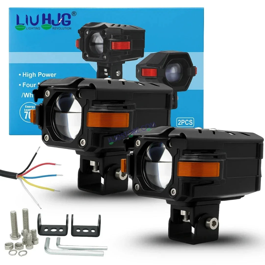 HJG NightBreaker Gorilla Dual Projector Lens Foglight 120W Dual Lens Projector Lens Fog Light 120W Foglight Ultra Wide Dual Intensity LED Fog Lights White/Yellow Universal For All Cars & Bikes Hazard Indicator LIU HJG NightBreaker P107 Fog Red Amber DRL - Biker.Store - www.biker.store