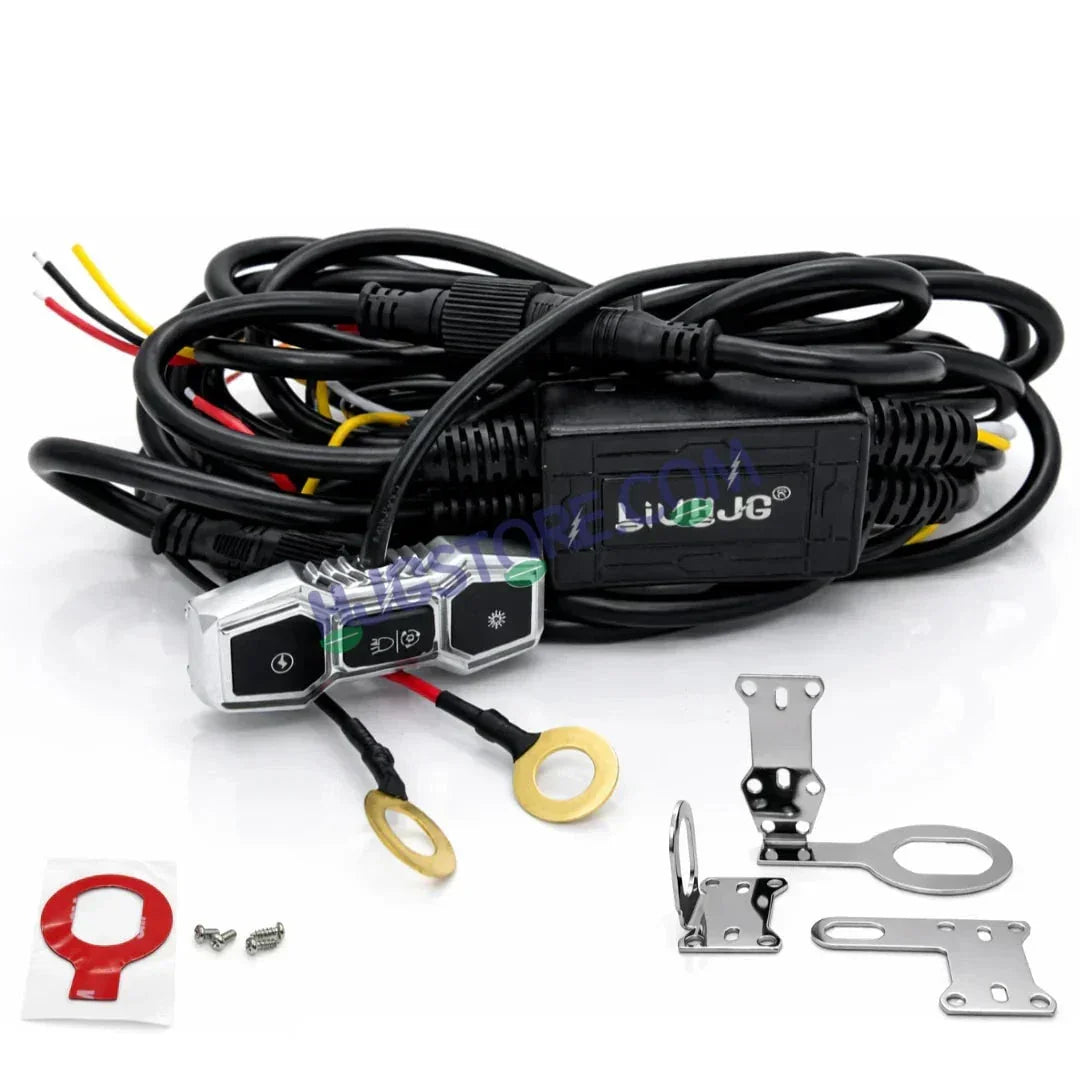 HJG 3 Pin Premium Copper Heavy Duty Wiring Harness Kit 3 Pin 3.4 Meter Wire with Heavy Duty Metal Switch Copper, Included Couplers and Canbus - Foglight Wiring Harness Kit (2 Colour, 3 Wire) LIU HJG 3 Pin Premium Copper Wiring Harness Kit Coupler Fitting - Biker.Store - www.biker.store