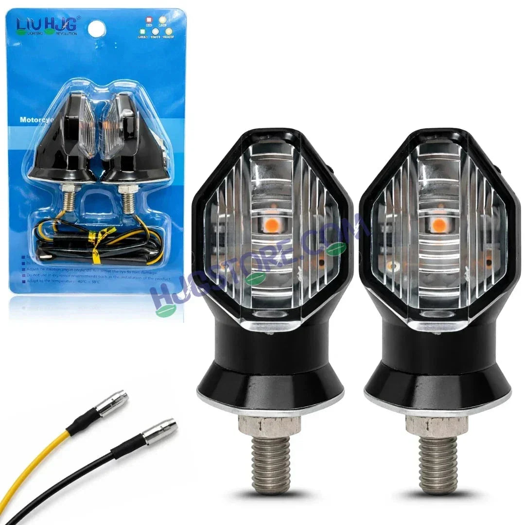 HJG Single LED Small Indicator Yellow Bike Turn Signals Waterproof Flexible Blinker Bright LED Indicators Universal For All Bike Models Motorcycle Turn Signal Lights LIU HJG Small 1 LED Yellow Indicator, Universal for All Bikes & Motorcycles, Pack of 2 - Biker.Store - www.biker.store