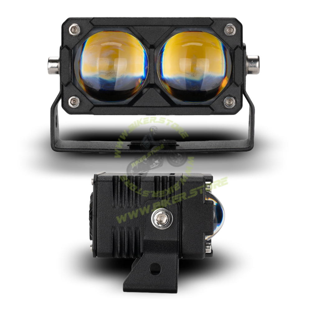 Genome Double Lens, Dual Color Projectors (100W, Grill/Driving/Fog Lights) - Biker.Store - www.biker.store
