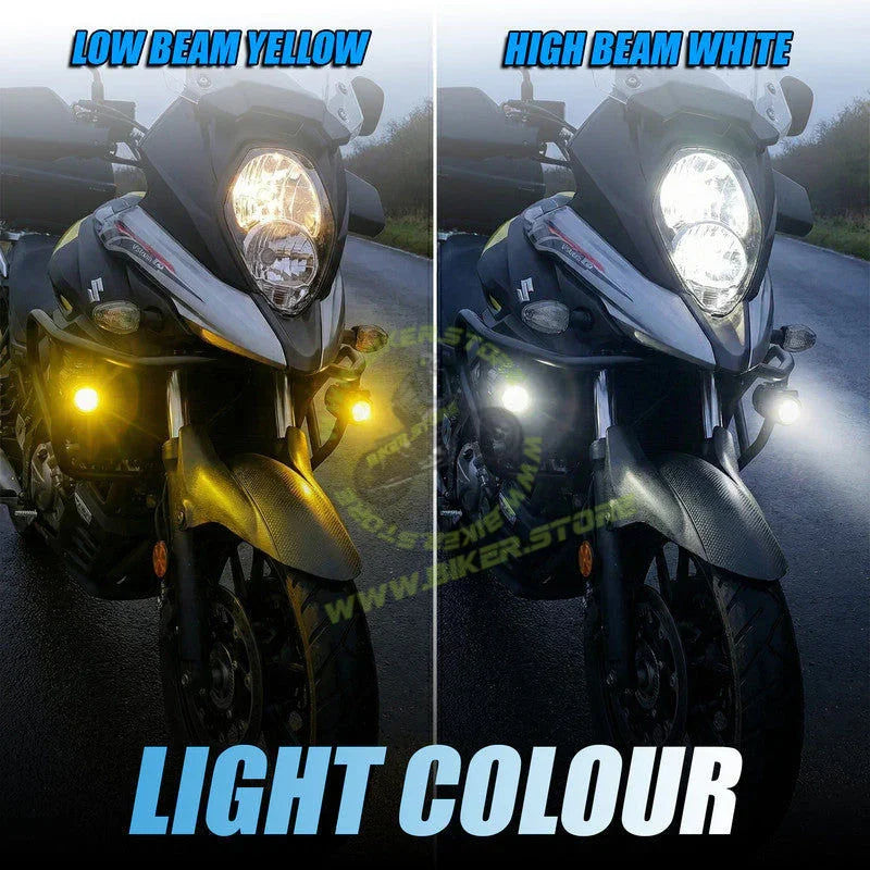 MOTO GENIUS JX100 2 LED Fog Lights for Motorcycles | High-Intensity Titanium LED Pair | Wide-Beam Night & Fog Riding Lights | Waterproof Auxiliary Driving Lamps(Pack of 2) - Biker.Store - www.biker.store