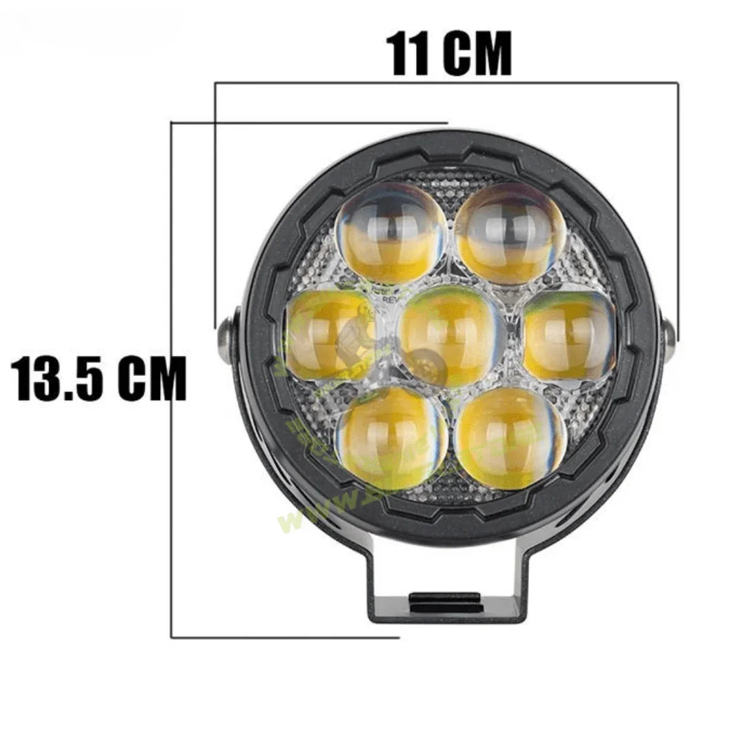 CYT 7 LED Super Bright Fog Light Waterproof & Heat Dissipation High Beam/Low Beam Yellow & White Light Reflection Power 200W 12V DC Power Universal fit all Bikes & Car (Pack of 2) - Biker.Store - www.biker.store