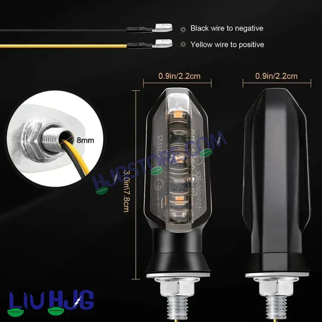 HJG 3 LED Small Indicator Yellow Bike Turn Signals Waterproof Flexible Blinker Bright LED Indicators Universal For All Bike Models Motorcycle Turn Signal Lights LIU HJG Small 3 LED Yellow Indicator, Universal for All Bikes & Motorcycles, Pack of 2 - Biker.Store - www.biker.store