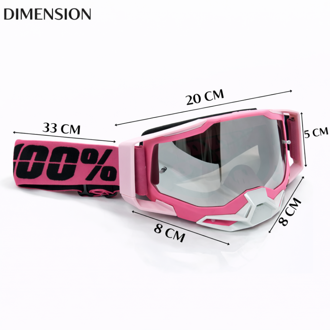 100% Upgraded Goggle for Motorcycle Riding Strong Material UV Protection Clear Vision Lens, Dustproof with Comfortable Foam Padding Adjustable Headband Pink Color for Dirt Bike Racing Pack 1 - Biker.Store - www.biker.store