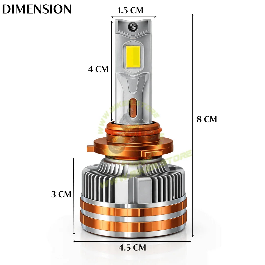 Ki Karry (9005) Ultra Bright LED Headlight Bulb Waterproof & Heat Dissipation 200+200 Watts 12V DC Power APP Control Yellow & White Light Adjustable Universal fit for All Bikes & Cars (Pack of 2) - Biker.Store - www.biker.store