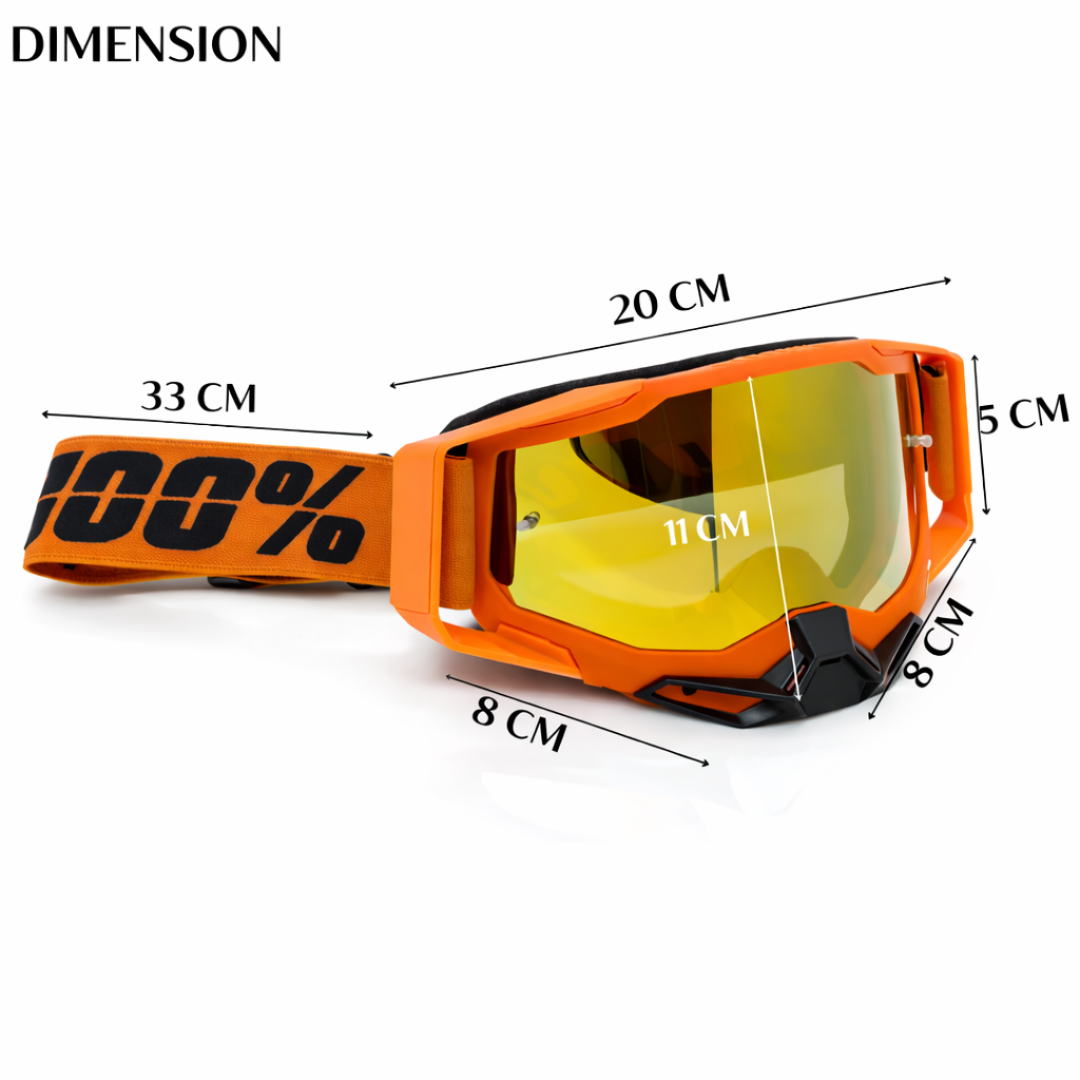 100% Upgraded Goggle for Motorcycle Riding Strong Material UV Protection Clear Vision Lens, Dustproof with Comfortable Foam Padding Adjustable Headband Orange Color for Dirt Bike Racing Pack 1 - Biker.Store - www.biker.store