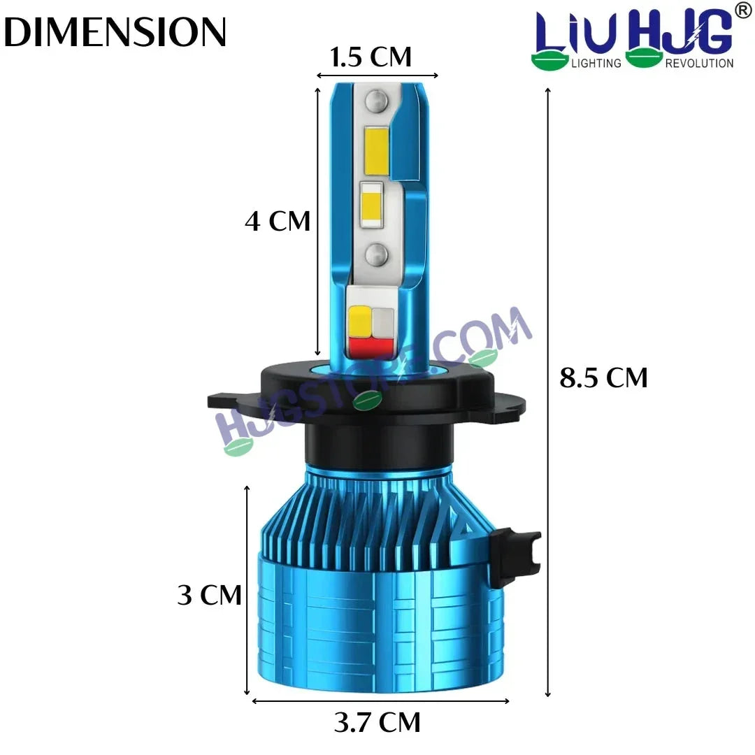 HJG M2 Mini Remote Control RGB 80W White/Yellow/Red/Blue/Flash H4 Dual Beam LED Bulb AC/DC Headlight LED Bulb Remote Control Hi/Lo 80W H4 LED for Bike Car Light H4 LED with Fan 12V/24V for Bike/Car, Set of 1, 8000 LM 80W, White/Yellow Hi/Lo RGB Remote - Biker.Store - www.biker.store