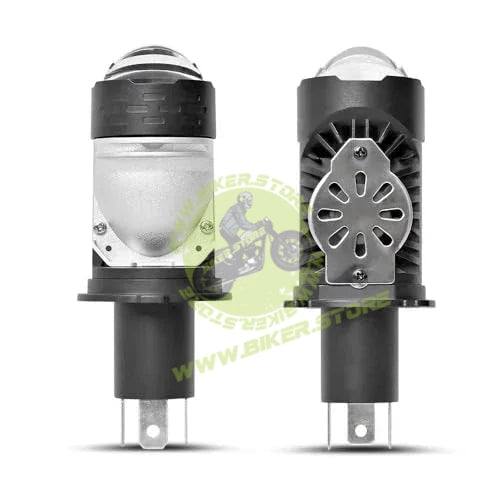 CYT H4 Dual Lens Projector LED Headlight Bulb - 6500K Super Bright White, Hi/Lo Beam, High Power CSP Chips, Universal Metal Body for All Bikes & Scooters (CYT) - Biker.Store - www.biker.store