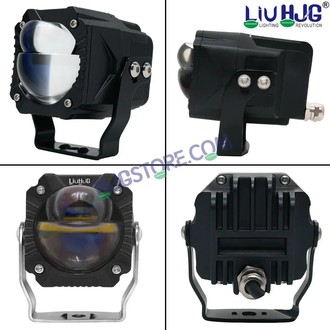 HJG Gorilla Fog with Wiring Harness Kit Combo Dual Lens 120W Gorilla Projector Foglight New Model with Wiring Foglight Ultra Wide Dual Intensity LED Driving Fog Lights White/Yellow 120W Universal For All Cars & Bikes LIU HJG Gorilla Foglight Combo Kit - Biker.Store - www.biker.store