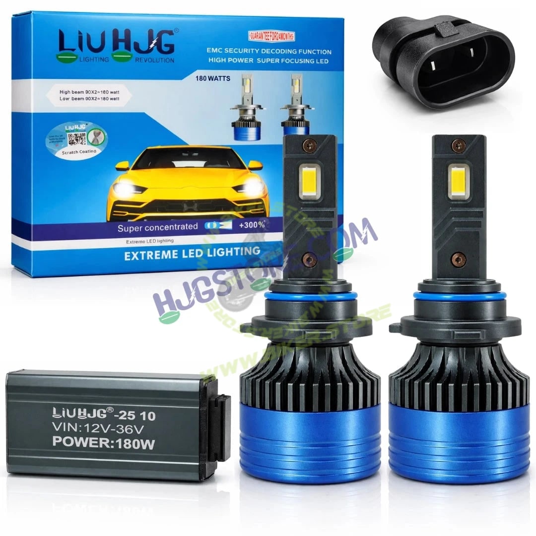 HJG 180W 9005/HB3 2pc LED Headlight Bulbs HB3 Adjustable Holder LED Bulb AC/DC Headlight White 6500K 180W Headlight Bulbs for Bike Car LED Light 9005/HB3 White Headlight 12V/24V for Bike/Car, LIU HJG 180W HB3 Socket Bulbs Pack of 2, 9005/HB3 Socket - Biker.Store - www.biker.store