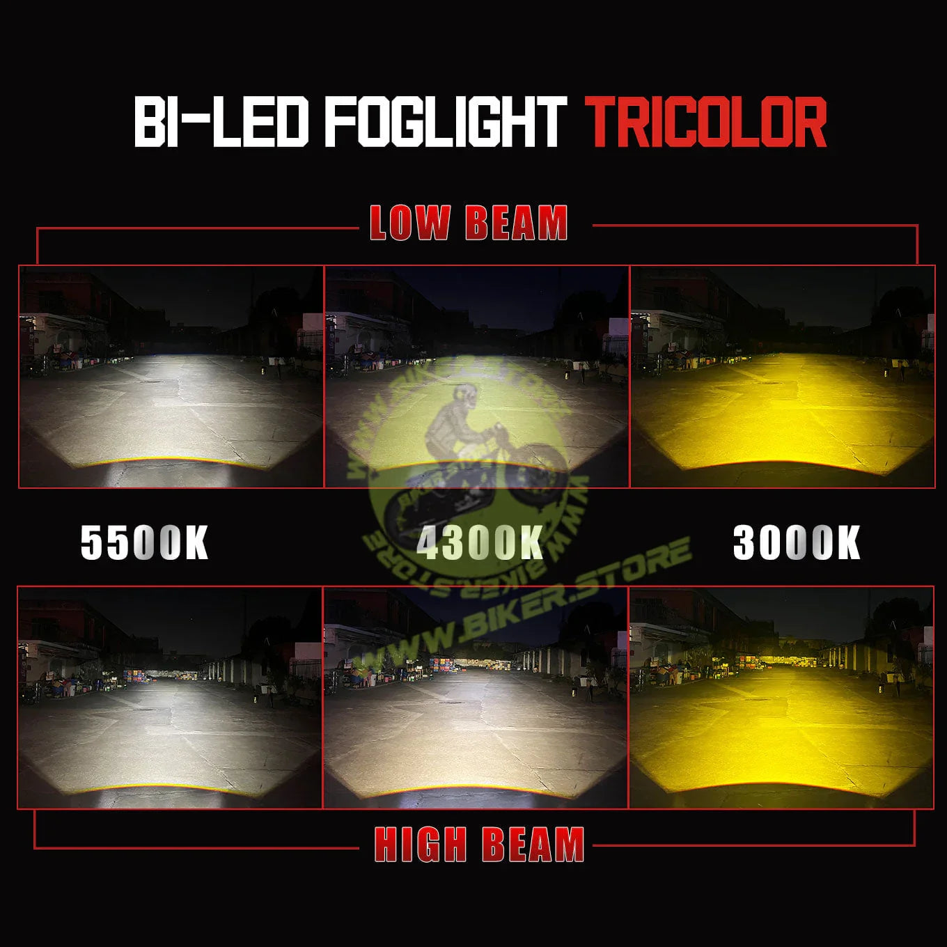 AES FX Automotive Bi-LED Fog Projector Retrofit Kit – 3 Inch Double Laser Lens, 45W/65W High Power, 3000K Yellow/4300K/5500K White Light, Universal Fog Lamp Upgrade - Biker.Store - www.biker.store