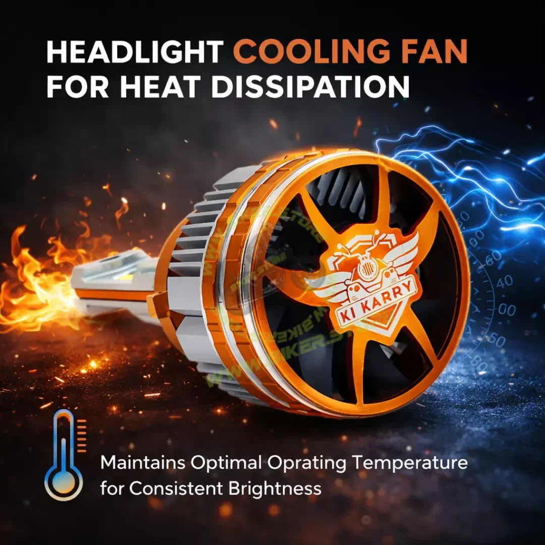Ki Karry (9005) Ultra Bright LED Headlight Bulb Waterproof & Heat Dissipation 200+200 Watts 12V DC Power APP Control Yellow & White Light Adjustable Universal fit for All Bikes & Cars (Pack of 2) - Biker.Store - www.biker.store
