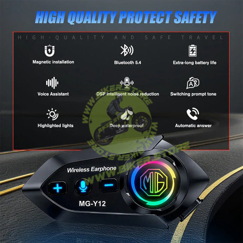 MOTO GENIUS Y70 High Version Motorcycle Wireless Helmet Bluetooth Headset V5.3 – Hands-Free Speaker, Outdoor Riding, Intercom, Music & Call Support - Biker.Store - www.biker.store
