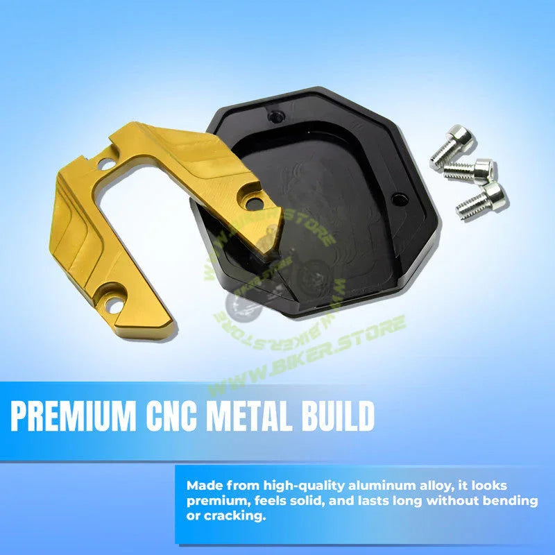 MG Universal Aluminum Two Wheeler Kickstand Extender | Side Stand Extension Pad Support Plate | Anti-Skid Enlarged Base Foot for Scooty Stability - Biker.Store - www.biker.store