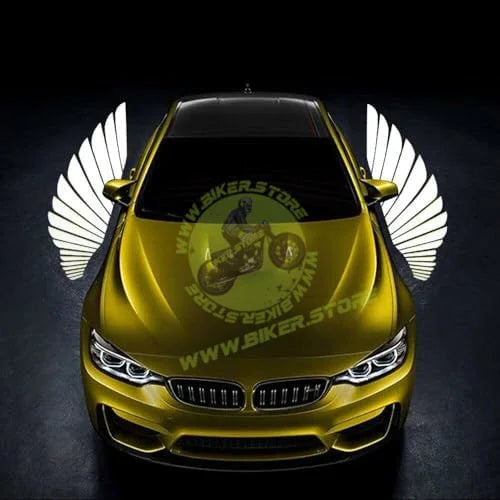 BIKERSTORE.IN Car wings light Angel Wings warning front welcome Lights car laser Wing Projector/Shadow Light/Ghost LED Universal for All Cars & Bikes (Color White) - Biker.Store - www.biker.store