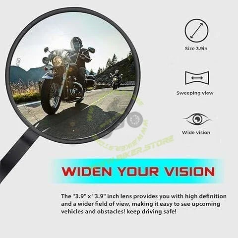Handle Bar End Mirror Pair Round Convex For New Classic Reborn/New Bullet/Hunter/Meteor 350/Super Meteor 650/Containental GT/Interceptor/Himalayan 411,450/Scram 411/Guerrilla 450|B0FQWGG8KD