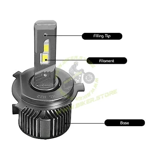 Phoenix H4 LED Headlight Bulb 12V 6000/6000K (1 Set) - Biker.Store - www.biker.store