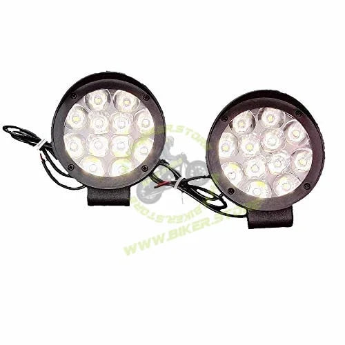 CYT LED Fog Lights for Bikes and Cars High Power, Heavy clamp and Strong ABS Plastic. (12 led Cap Set of 2) (with 1 Button) - Biker.Store - www.biker.store