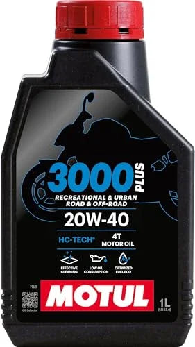Motul 3000 4T Plus 20W-40 Engine Oil for Bikes | API SN HC-Tech | Smooth Clutch, Better Mileage & Engine Protection | 1L | Suitable for 4-Stroke Motorcycles | 1L - Biker.Store - www.biker.store