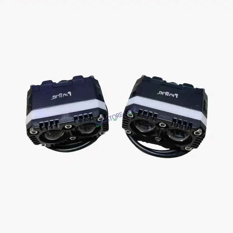 HJG 2 LED Foglight Bar with Red Ring DRL, White, Yellow | Dual Lens Fog Lamp With Red DRL | Mini Drive Fog LED Lights (Pack of 2) - Biker.Store - www.biker.store