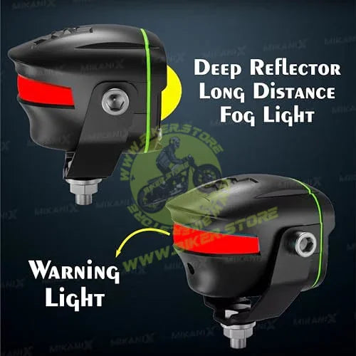 Shilan Super Bright LED Fog Light Lamp | Spot Light With Dual Color White/Yellow | High & Low Beam For Car, Bike, Scooty & ATVs - Biker.Store - www.biker.store