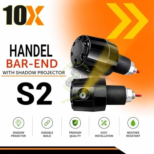 10X Universal Shadow Projecting Double Arrow Handle Bar End Weight for Motorcycle & Scooter | Premium ABS Body | Bright Logo Projection Light | Universal Fit Bike & Scooter Accessories | Pack of 2|B0H4YVV8YK