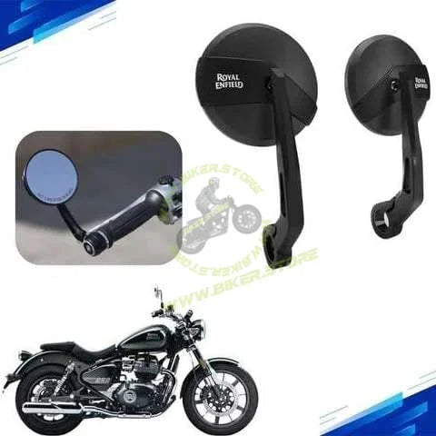 Handle Bar End Mirror Pair Round Convex For New Classic Reborn/New Bullet/Hunter/Meteor 350/Super Meteor 650/Containental GT/Interceptor/Himalayan 411,450/Scram 411/Guerrilla 450|B0FQWGG8KD