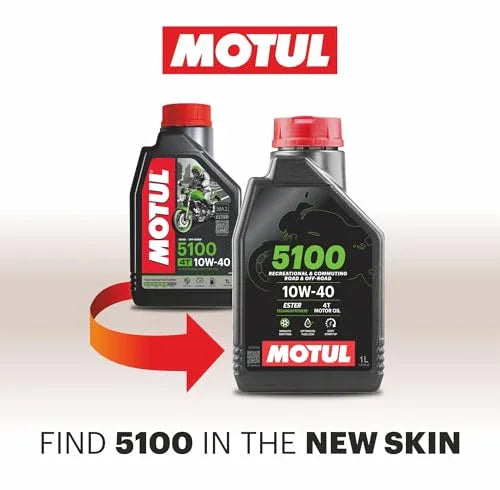 Motul 5100 4T 10W-40 Technosynthese Semi-Synthetic Engine Oil for Bikes | API SL/SJ/SH/SG | Advanced Engine Protection, Smooth Gear Shifting & Reliable Performance | 1L - Biker.Store - www.biker.store