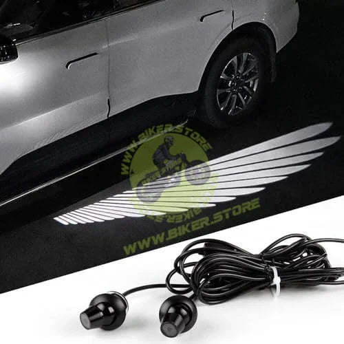 BIKERSTORE.IN Car wings light Angel Wings warning front welcome Lights car laser Wing Projector/Shadow Light/Ghost LED Universal for All Cars & Bikes (Color White) - Biker.Store - www.biker.store