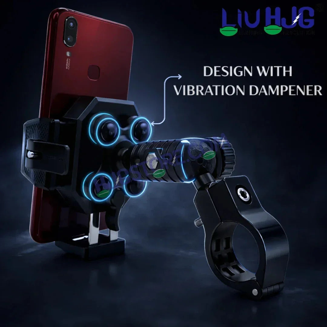 HJG Hexagon R6 Mobile Holder with Handlebar Mount for Bike, Two Wheelers Universal HJG Hexagon R6 Handlebar Mount Mobile Holder Anti-Theft Mobile Holder 360 Degree Rotation Adjustable Size and Locking System LIU HJG Hexagon R6 Bike Handlebar Mount Holder - Biker.Store - www.biker.store