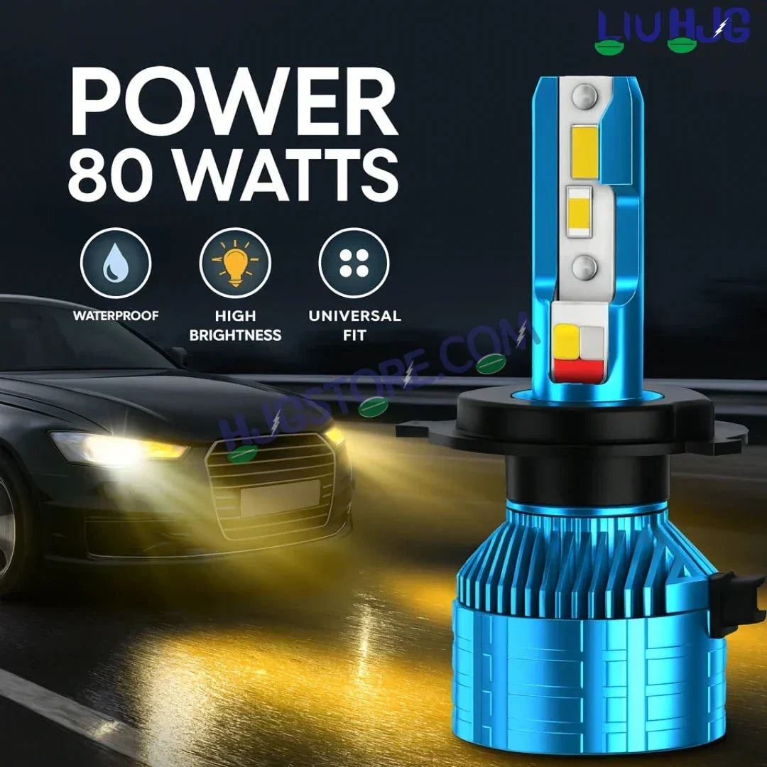 HJG M2 Mini Remote Control RGB 80W White/Yellow/Red/Blue/Flash H4 Dual Beam LED Bulb AC/DC Headlight LED Bulb Remote Control Hi/Lo 80W H4 LED for Bike Car Light H4 LED with Fan 12V/24V for Bike/Car, Set of 1, 8000 LM 80W, White/Yellow Hi/Lo RGB Remote - Biker.Store - www.biker.store