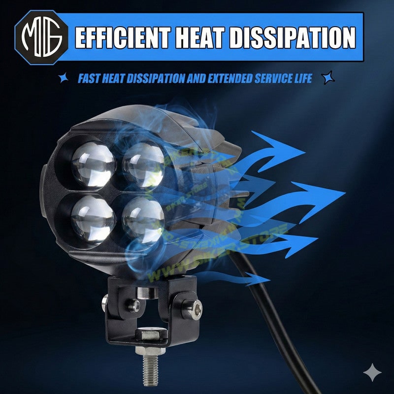 MOTO GENIUS Dual Color DRL Laser Shooting Headlight, 4 LED High Intensity Spot Light, 9–36V Off-Road Fog Lamp for Truck, Motorcycle, Car & Boat (Pack of 2)