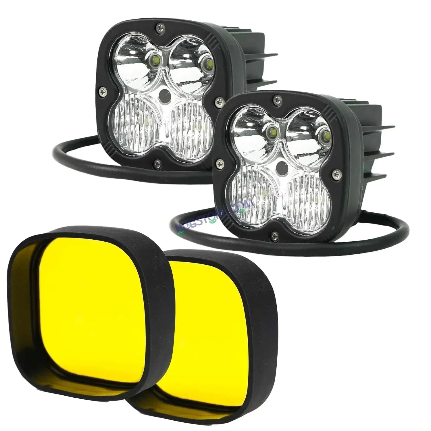 HJG 120W 4x4 4 LED CREE Spirit Model LIU HJG 60w Fog Light Auxiliary Light For All Motorcycles White With Yellow Filter Cap (Set of 2) HJG 4x4 CREE Spirit Model - Biker.Store - www.biker.store