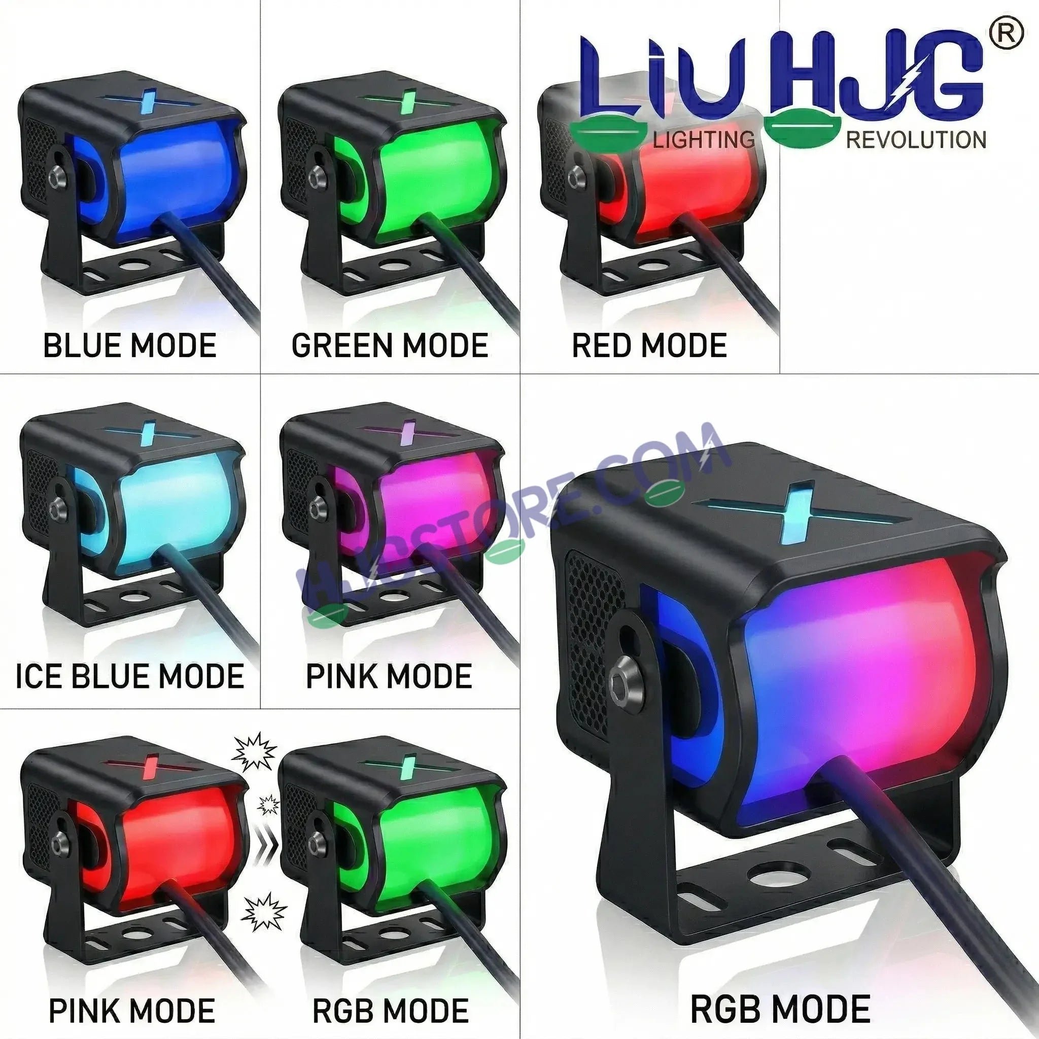HJG X Drive Mini RGB Foglights with RGB Backlit DRL 40W Fog Light 4000LM Dual Color (3000K Yellow/6000K White) Projector Driving Lamp | Dynamic RGB Backlit DRL (8 Modes) | Wide Beam Auxiliary Light with Inline Ballast for Motorcycle, Bike & SUV - Biker.Store - www.biker.store
