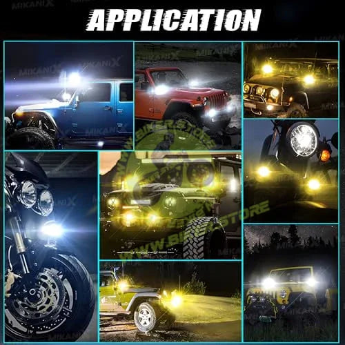 Shilan Super Bright LED Fog Light Lamp | Spot Light With Dual Color White/Yellow | High & Low Beam For Car, Bike, Scooty & ATVs - Biker.Store - www.biker.store